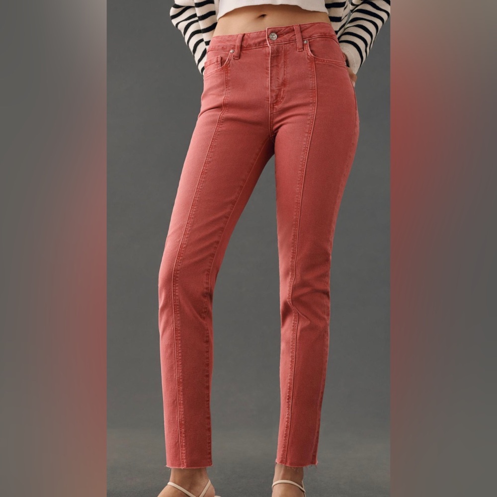 #144 PAIGE Cindy High-Rise Straight Ankle Denim Jean Vintage Sweet Rose, Size 31 - Picture 1 of 16